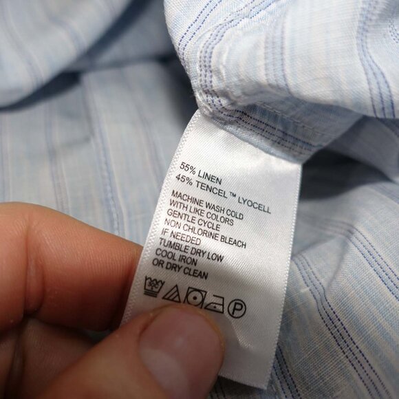 Tommy Bahama Men's Button Front Shirt Size XXL Short Sleeves Linen Blend Blue - Picture 7 of 7